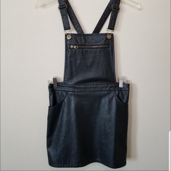 Forever 21 Dresses & Skirts - Forever 21| Black faux leather overall mini dress